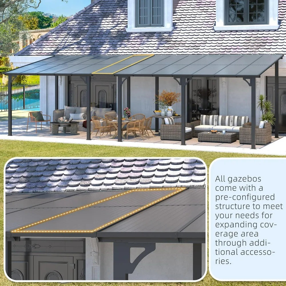 Outdoor Wall Mounted Gazebo Pergola For Patio Deck Porch