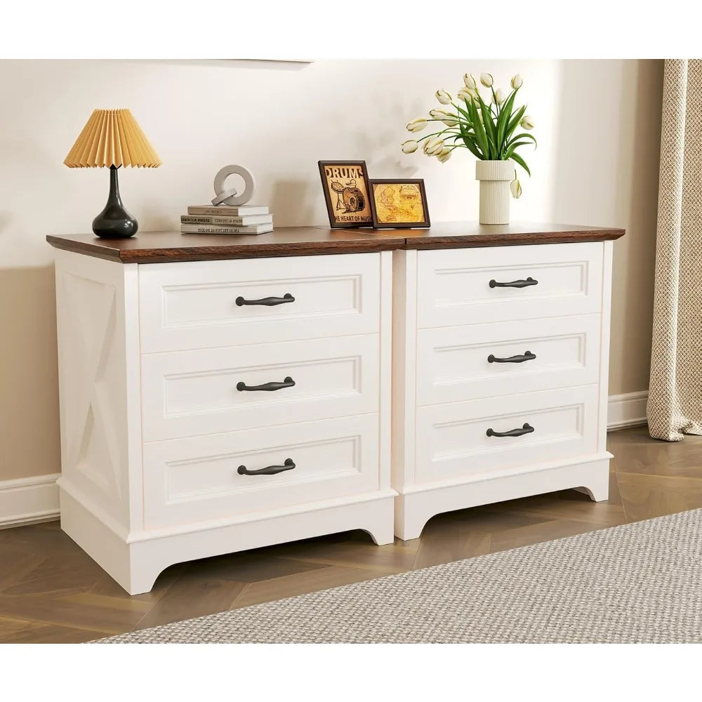 Nightstand With Drawers Rustic Wood End Table For Bedroom