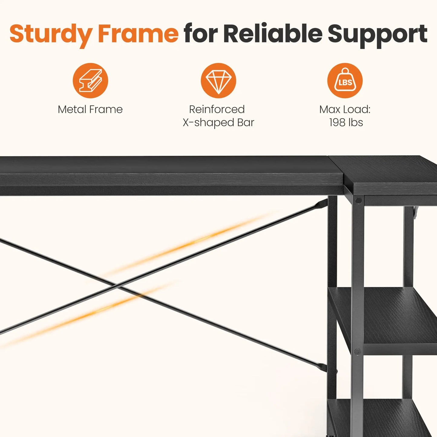 JHK L Shaped Desk for Computer with Reversible Storage Shelves