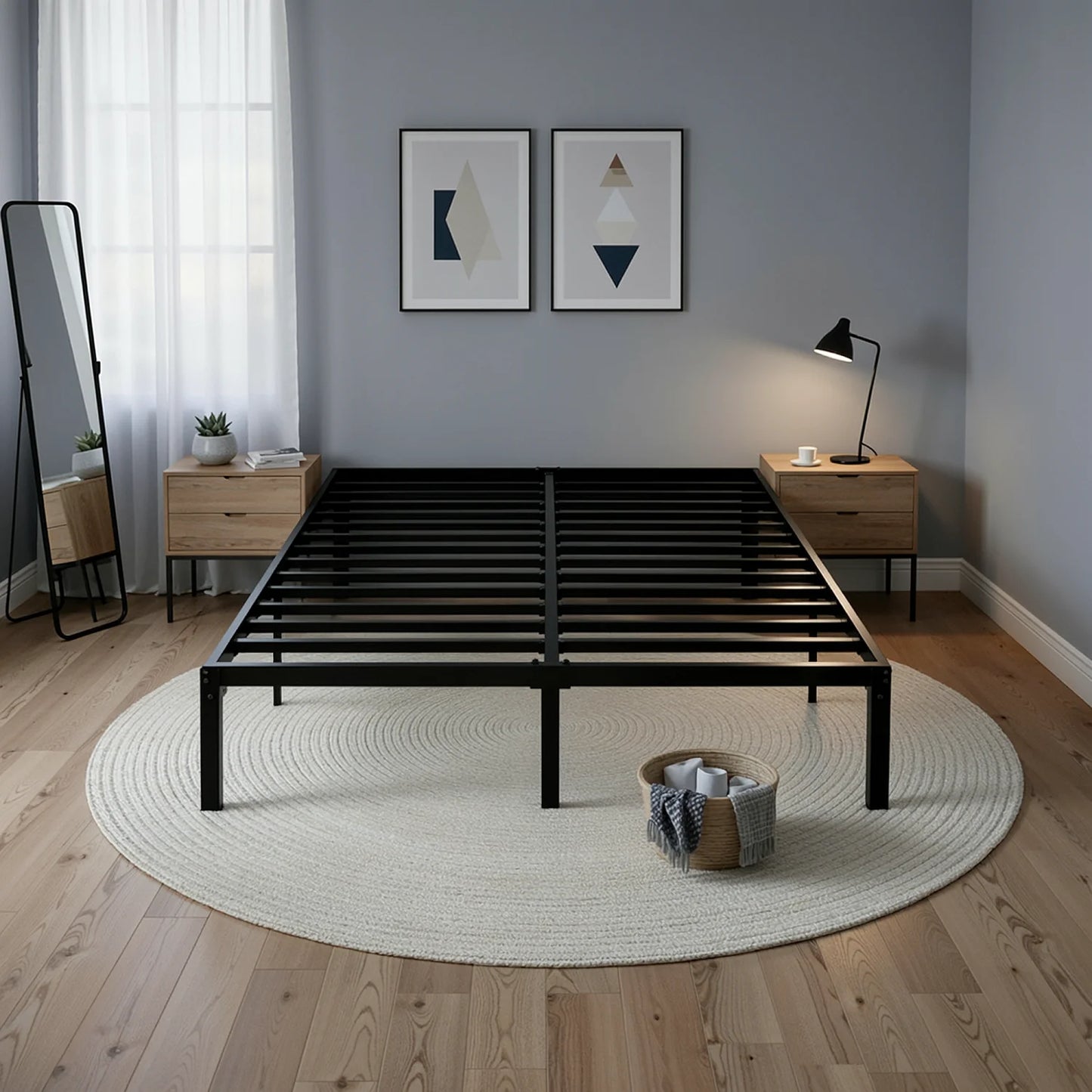 HOOMIC Heavy Duty Metal Bed Frame With Under Bed Storage