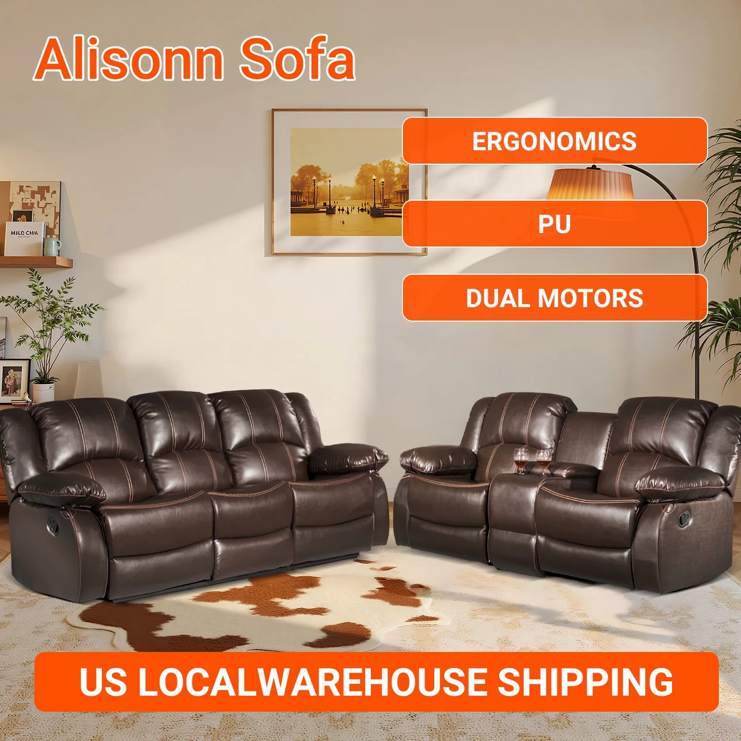 Power Loveseat Recliner Sofa Theater Seating Zero Gravity Electric Console