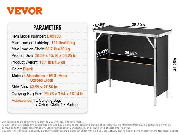 SucceBuy Folding Portable Bar Table for Tradeshows and Events