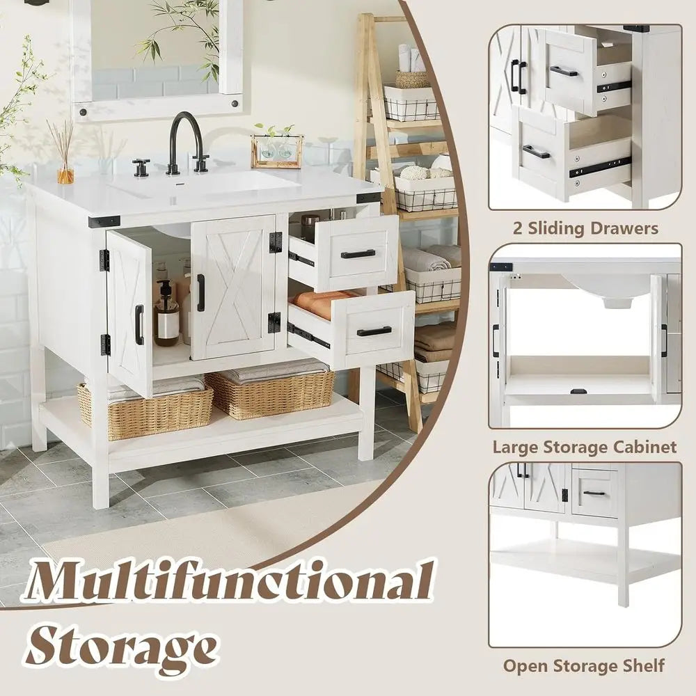 Farmhouse Bathroom Vanity With Sink Combo Cabinet Set