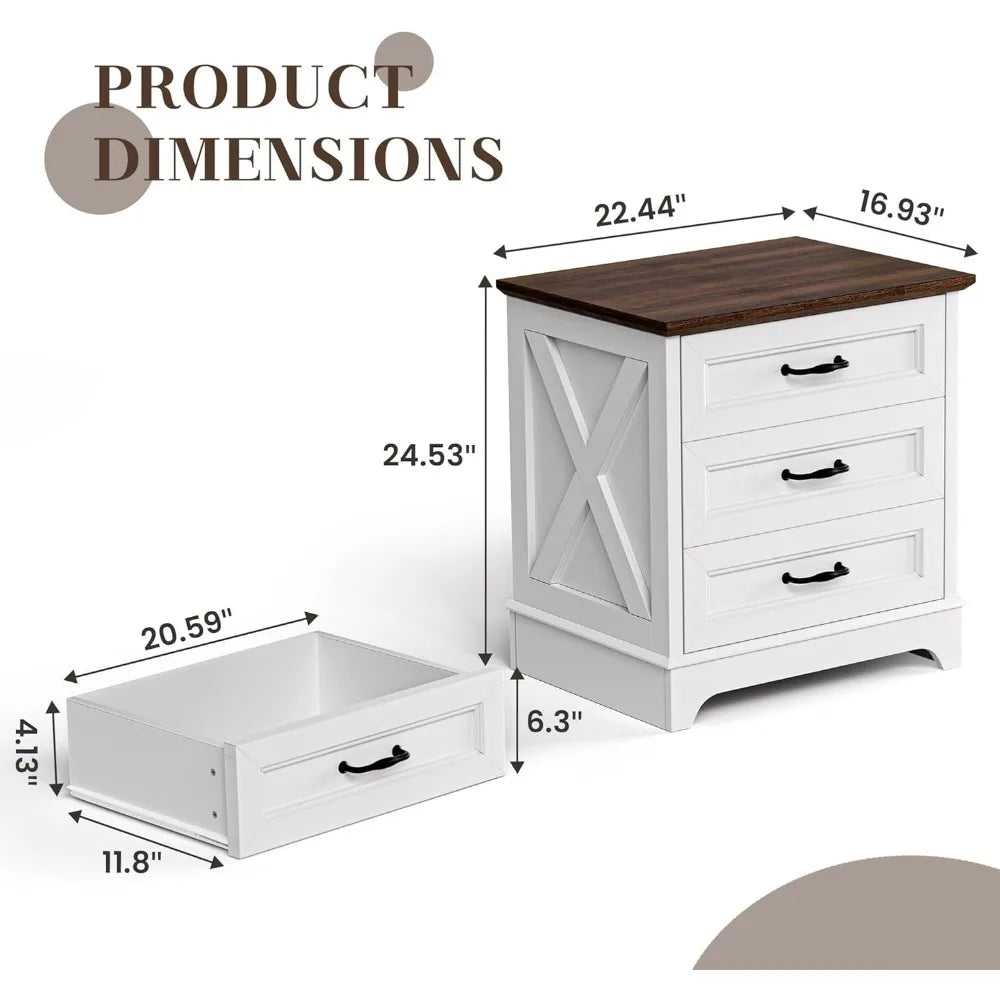 Nightstand With Drawers Rustic Wood End Table For Bedroom