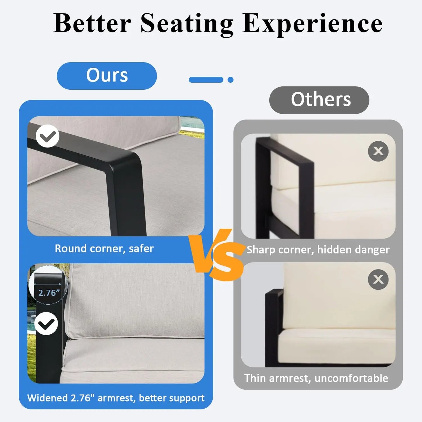 Aluminum Outdoor Patio Furniture Set Sectional Conversation Table