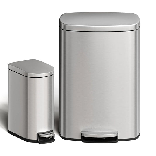 Twister Stainless Steel Trash Can Set for Kitchen and Bathroom