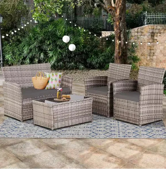 Patio Furniture Set With Cushions Chairs Sofa Tea Table