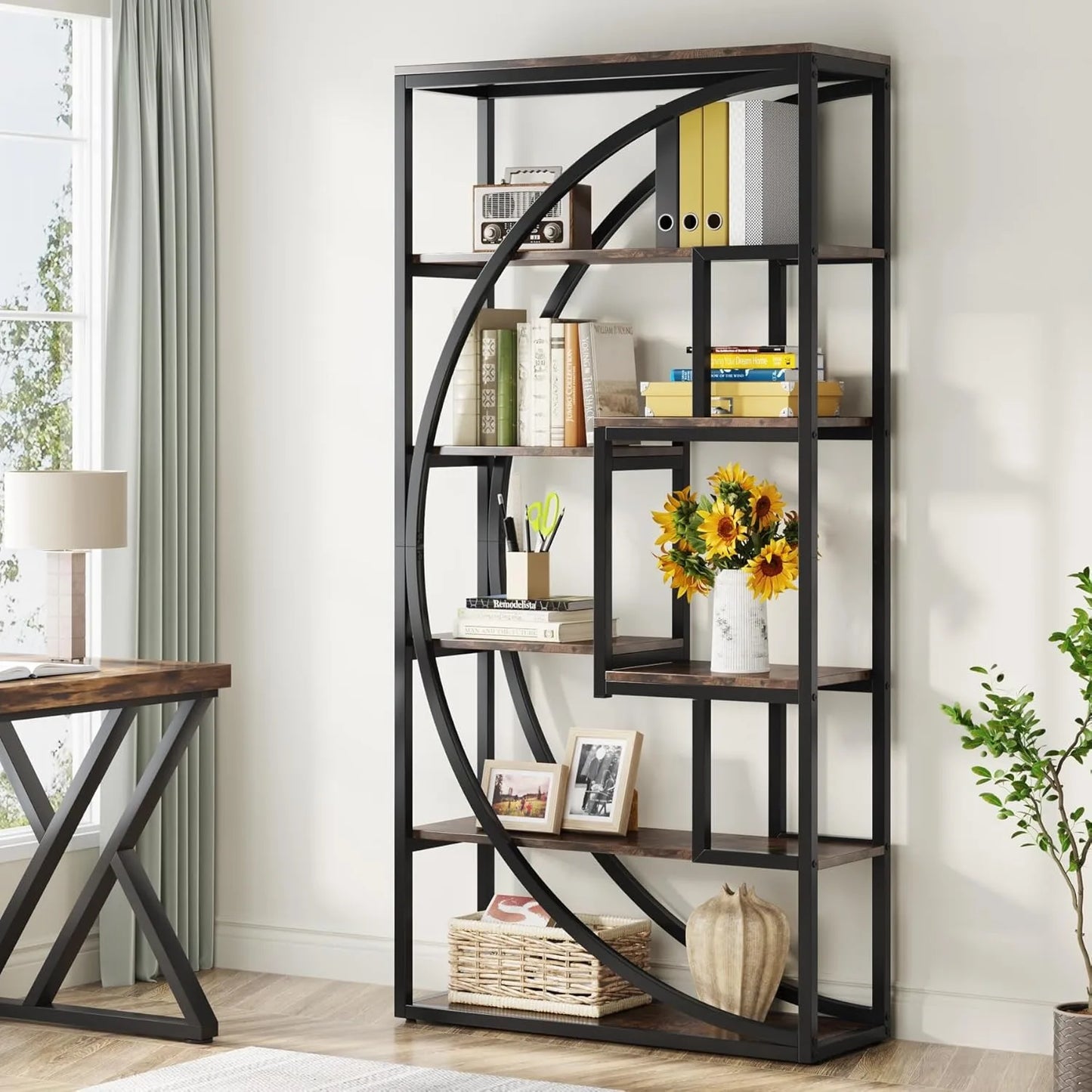 Little Tree Industrial 5-Tier Etagere Bookcase Shelving Unit