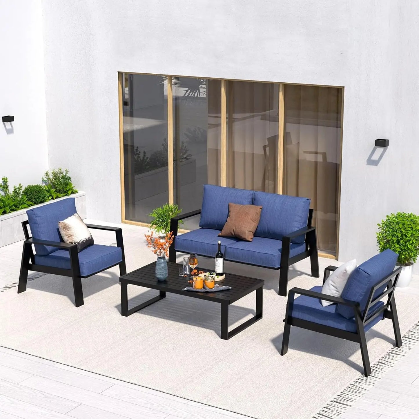 Aluminum Outdoor Patio Furniture Set Sectional Conversation Table