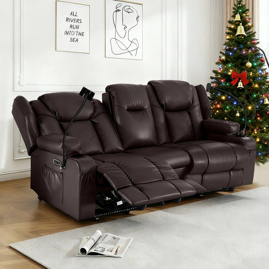 Redlife Dual Motor Electric Recliner Loveseat With Massage And Heat