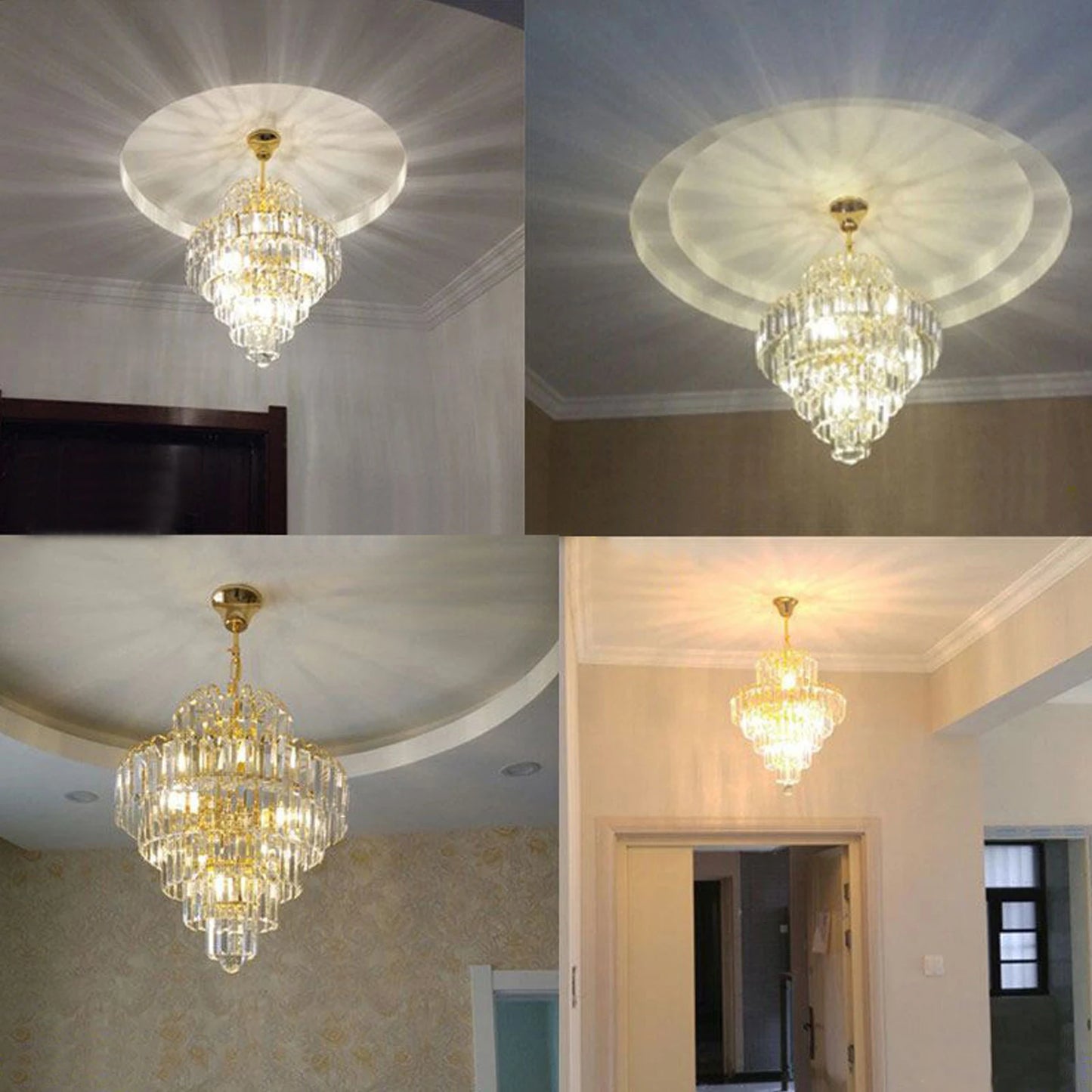 Bymaocar Luxury Crystal Chandelier Pendant Ceiling Light E14 Decor