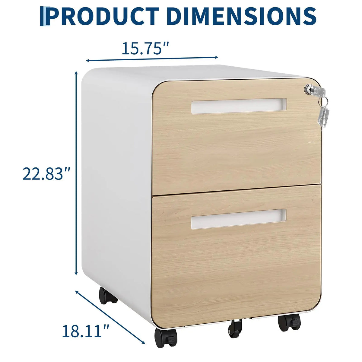 HiMISS Mobile Metal File Cabinet With Lock, Rolling Office Storage