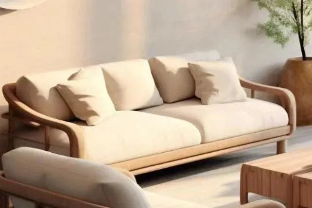 Minimalist Wooden Sofa With Modern Three Seater Design
