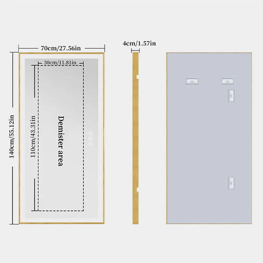 BORWART LED Bathroom Mirror Illuminated Fogless With Modern Rectangle