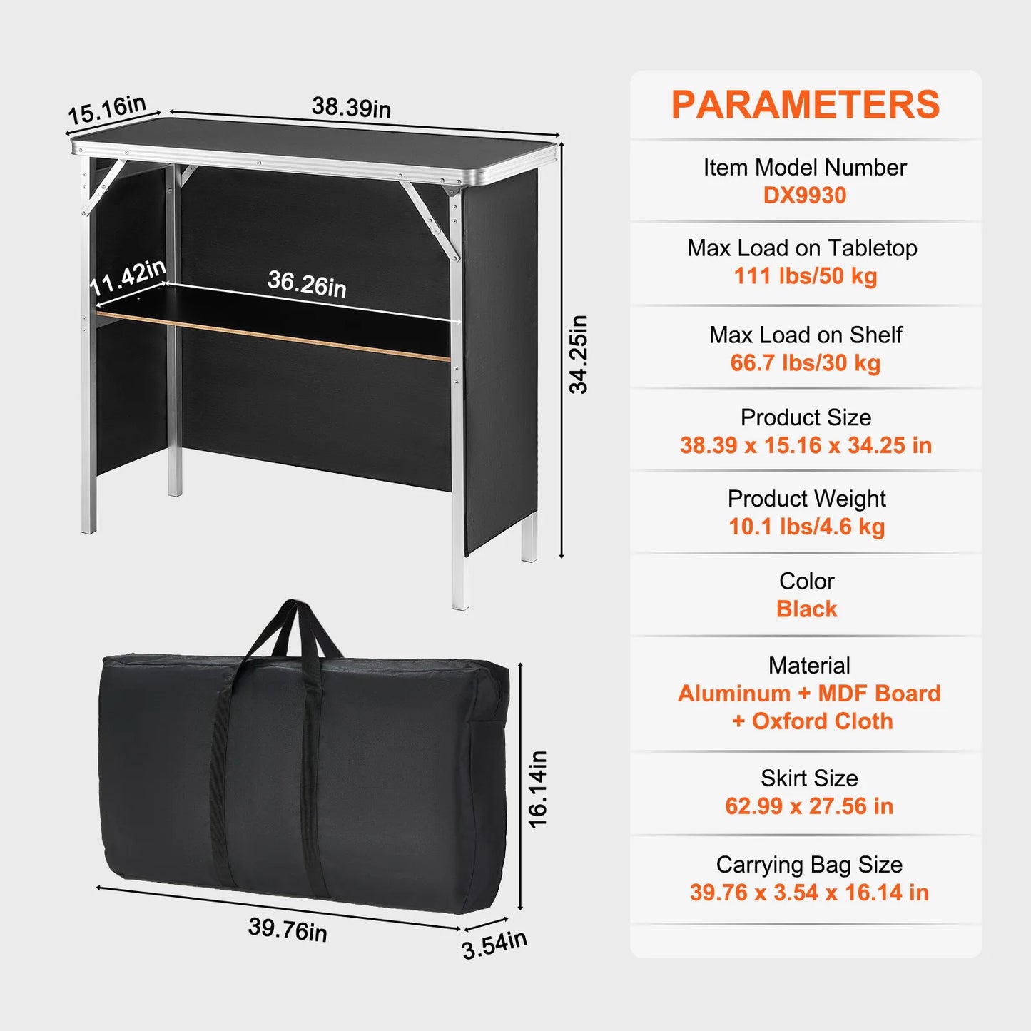 SucceBuy Folding Portable Bar Table for Tradeshows and Events