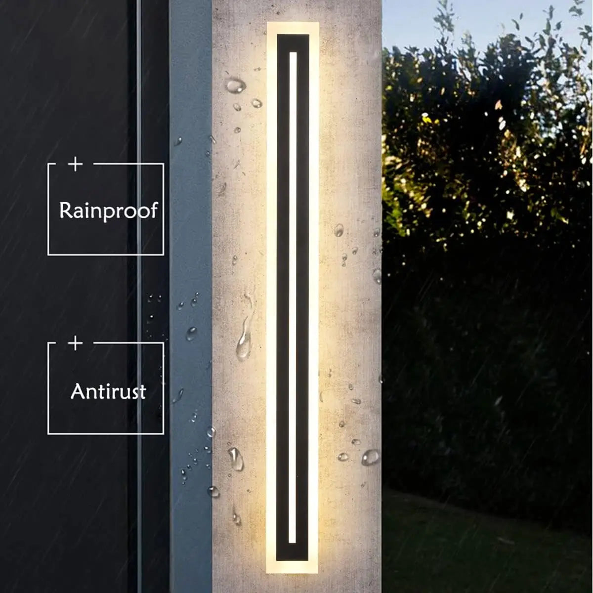Outdoor Long Strip Modern LED Wall Sconce Fixture IP67 Frosted Acrylic