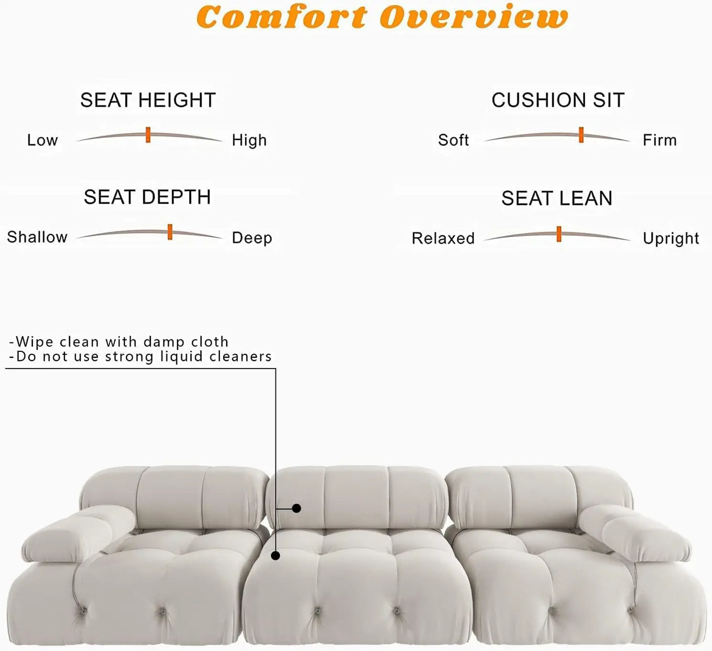 Sdorens Minimalist Modular Sectional Velvet Convertible Sofa