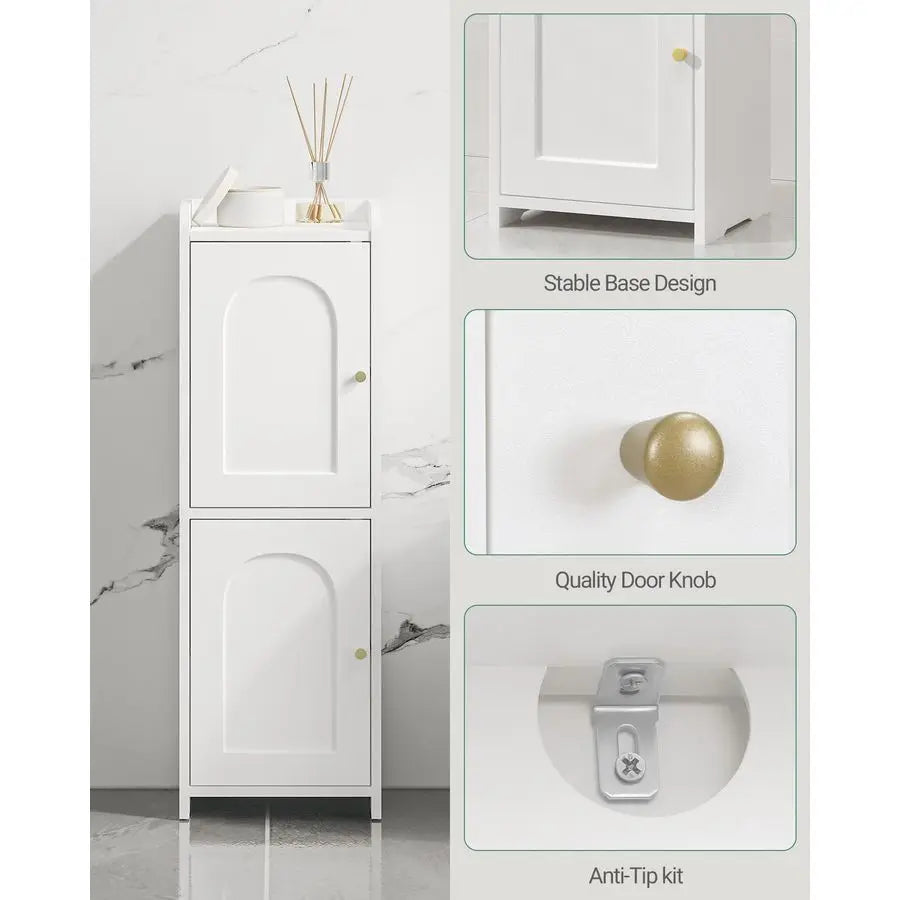 Bathroom Storage Cabinet With Adjustable Shelves And Double Doors