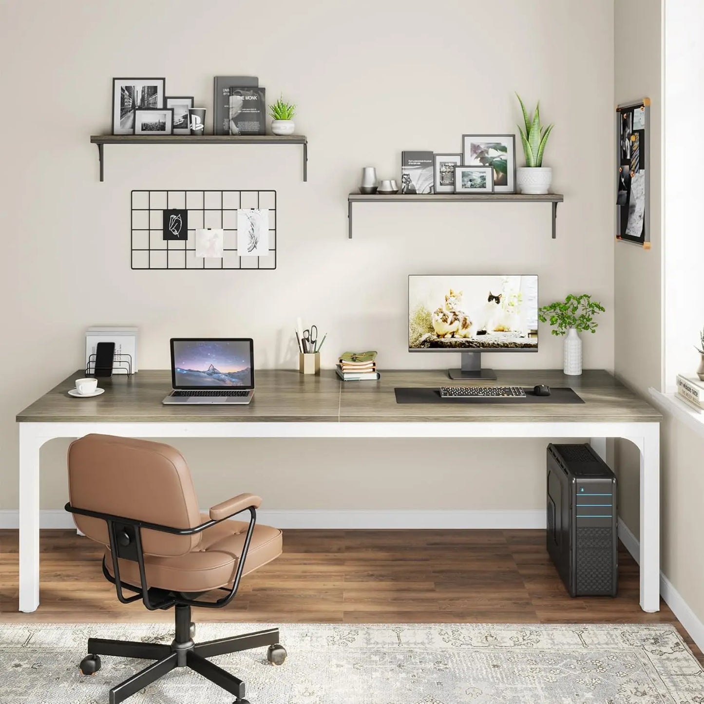 Little Tree 78.7-Inch Extra Long Computer Desk For HomeOfficeWorkspace WorkstationPro