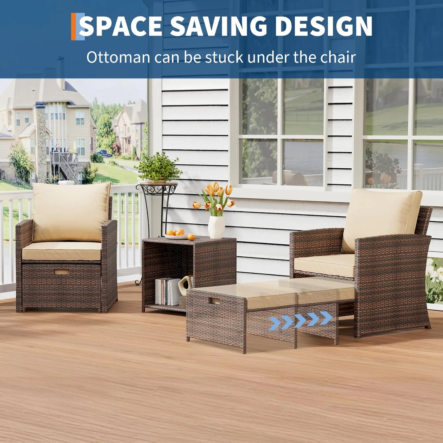 HiMISS All Weather PE Rattan Patio Set With Cushions