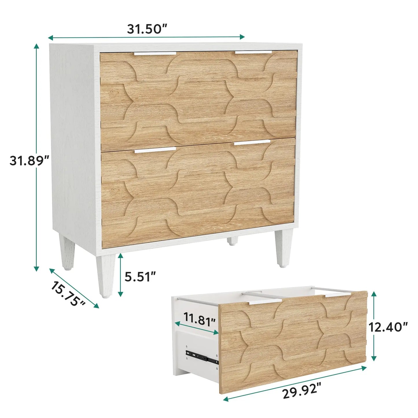 Tribesigns Two Drawer File Cabinet for Office Storage and Filing