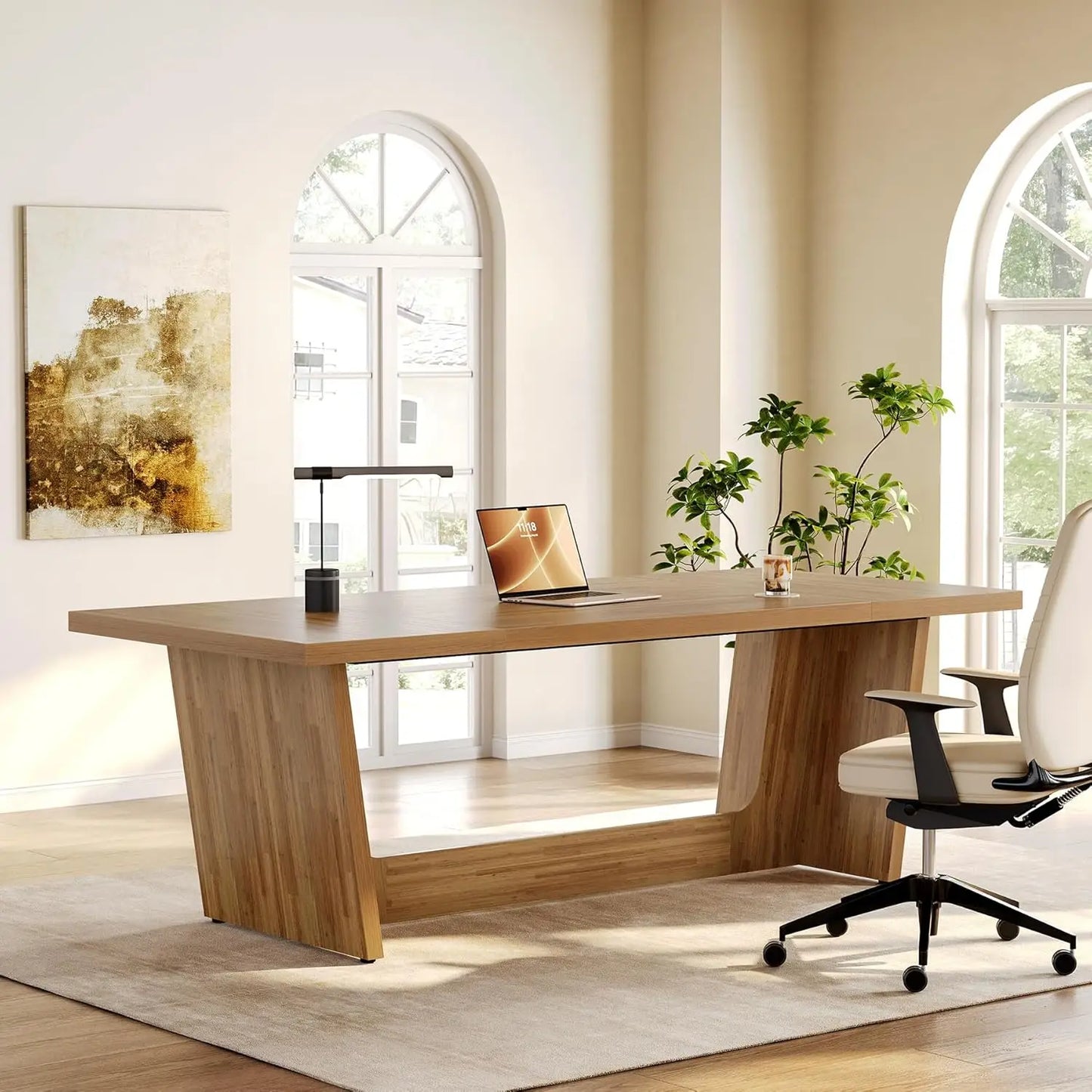 Little Tree Executive Desk Industrial Computer Desk for Home Office