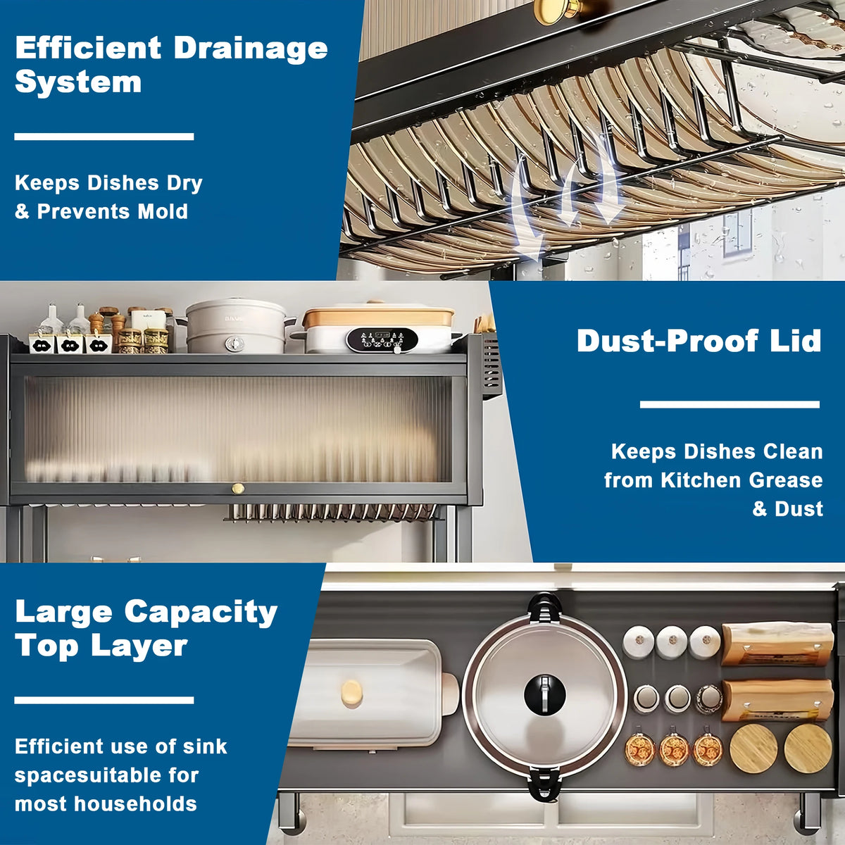 Extra Long Kitchen Sink Drying Rack Space Saving Dish Organizer
