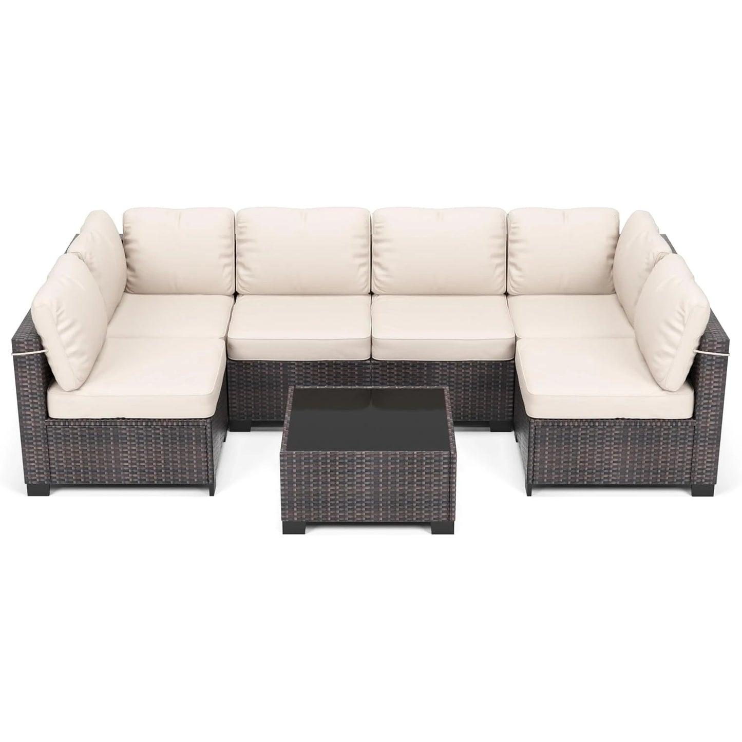 HobbyLane Modular Outdoor Furniture Set PE Rattan Wicker Sectional Sofa