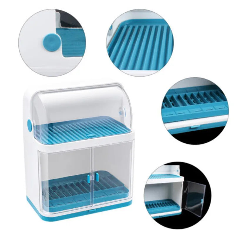 Double Layer Kitchen Cutlery Rack With Lid Cover