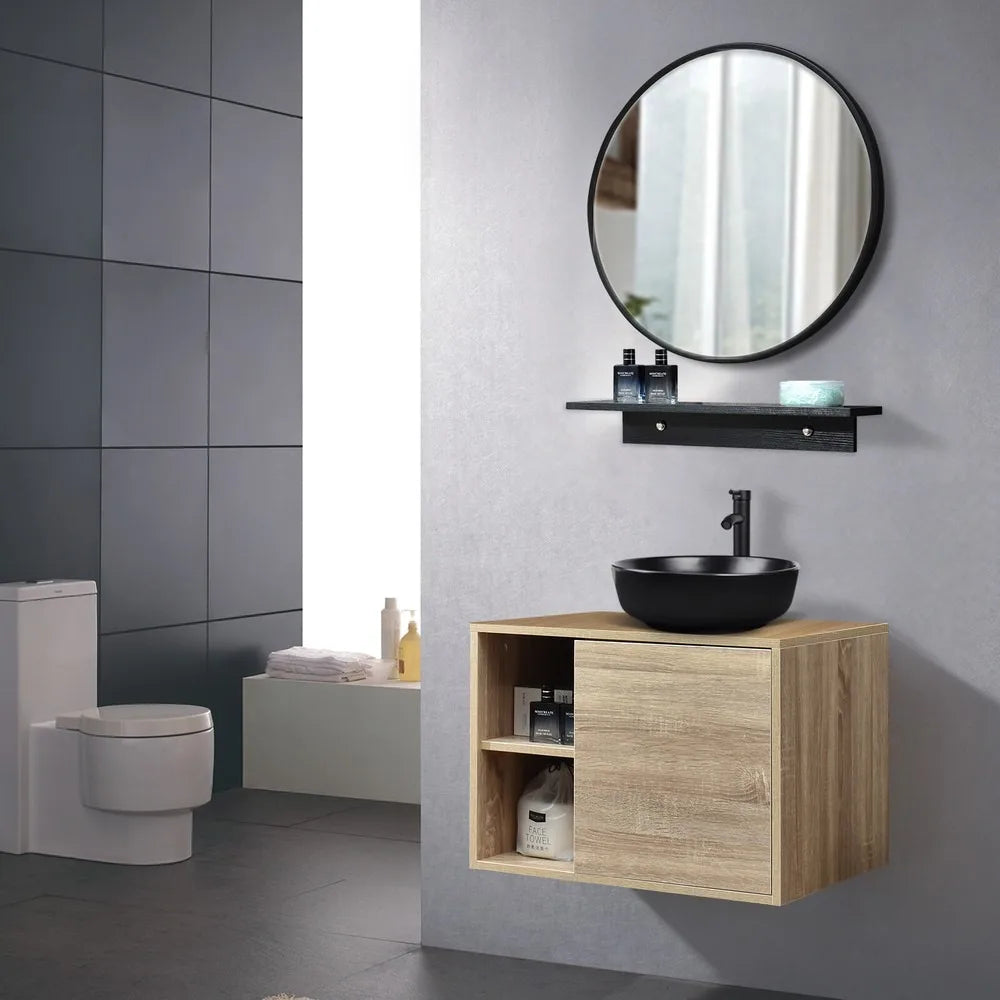 Bathroom Vanity With Mirror Vessel Sink Floating Storage Cabinet