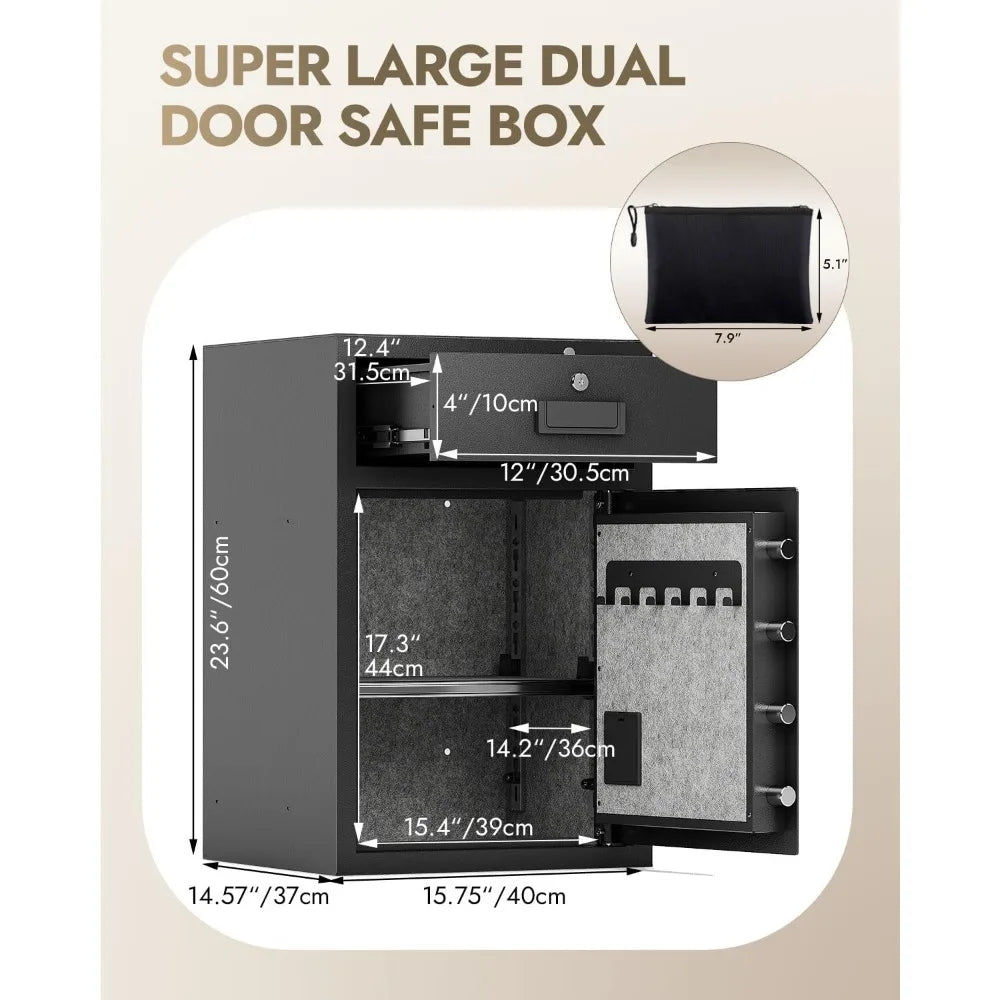 Fireproof Waterproof Safe Box With Drawer And Three Unlock Methods