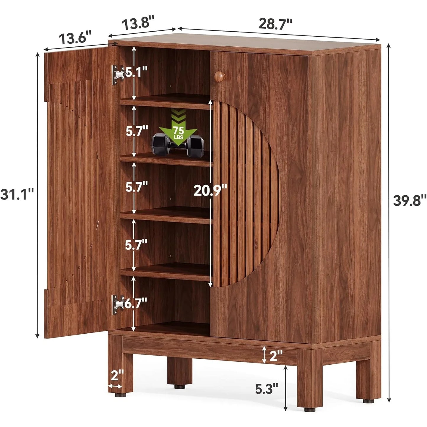 Little Tree 5 Tier Shoe Cabinet With Adjustable Shelves Farmhouse