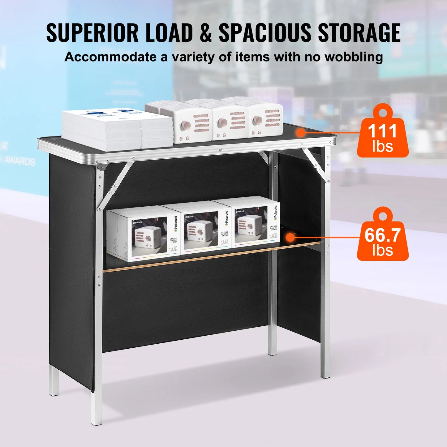 SucceBuy Folding Portable Bar Table for Tradeshows and Events
