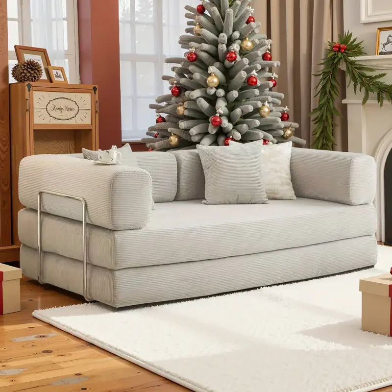 Velvet Folding Sofa Bed With Memory Foam For Small Spaces