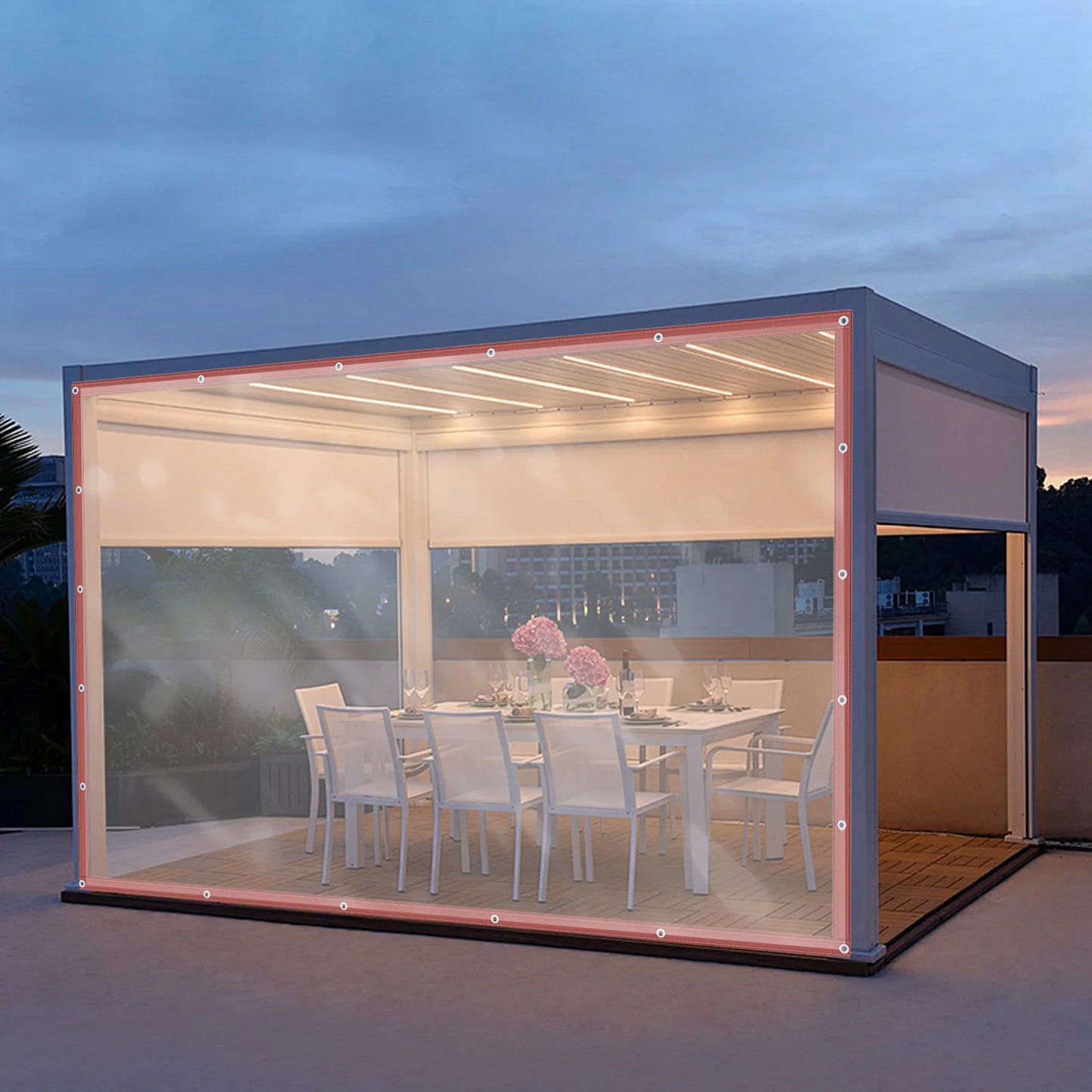 NONECN PVC Awning Canopy Roll Up Patio Enclosure Commercial Grade Rainproof