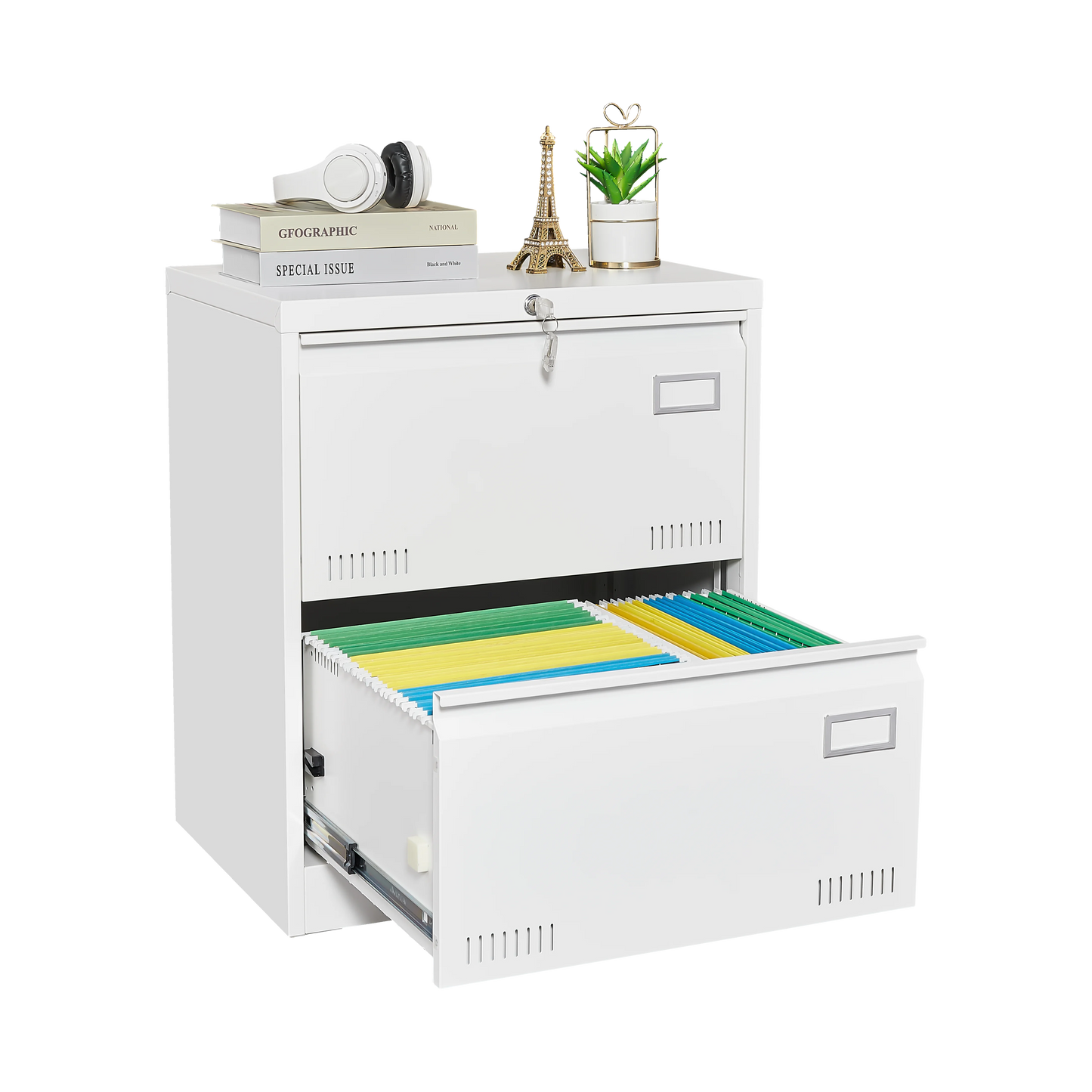 Locking Metal Lateral File Cabinet For Office Use