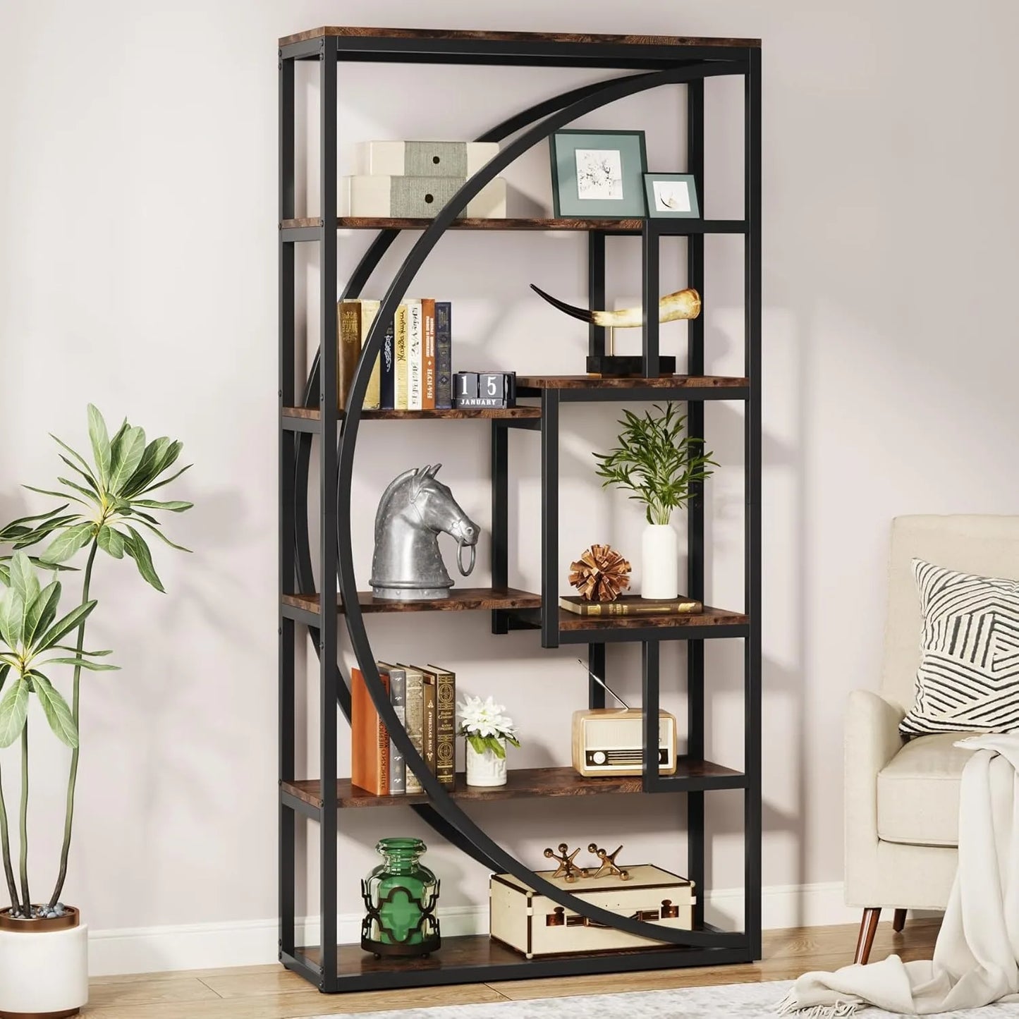 Little Tree Industrial 5-Tier Etagere Bookcase Shelving Unit