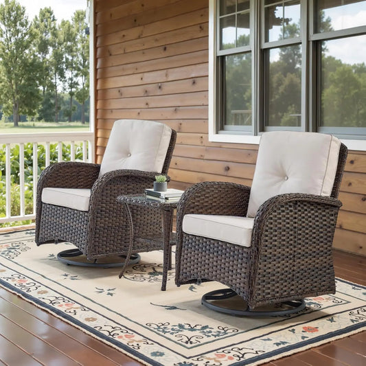 Patio Swivel Rocker Chairs Set Of 2 With Side Table