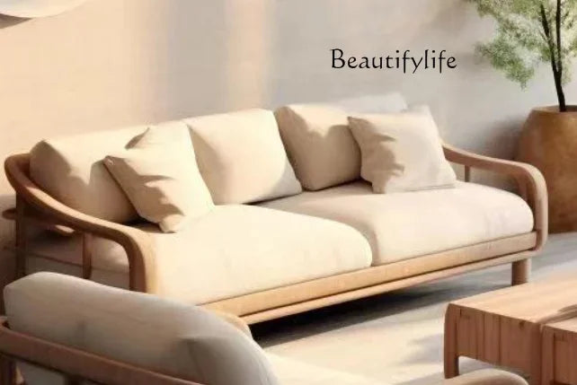 Minimalist Wooden Sofa With Modern Three Seater Design
