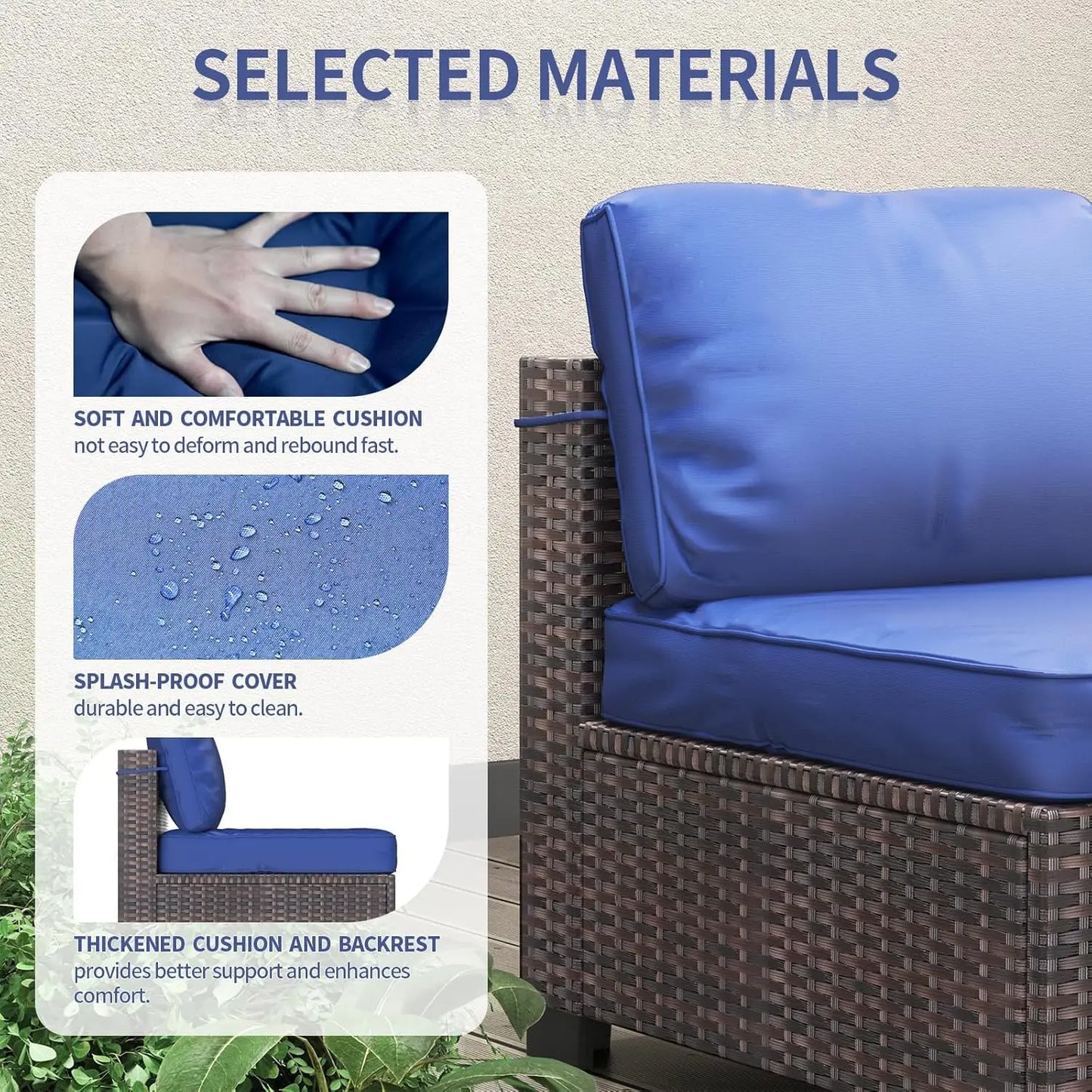 HobbyLane Modular Outdoor Furniture Set PE Rattan Wicker Sectional Sofa
