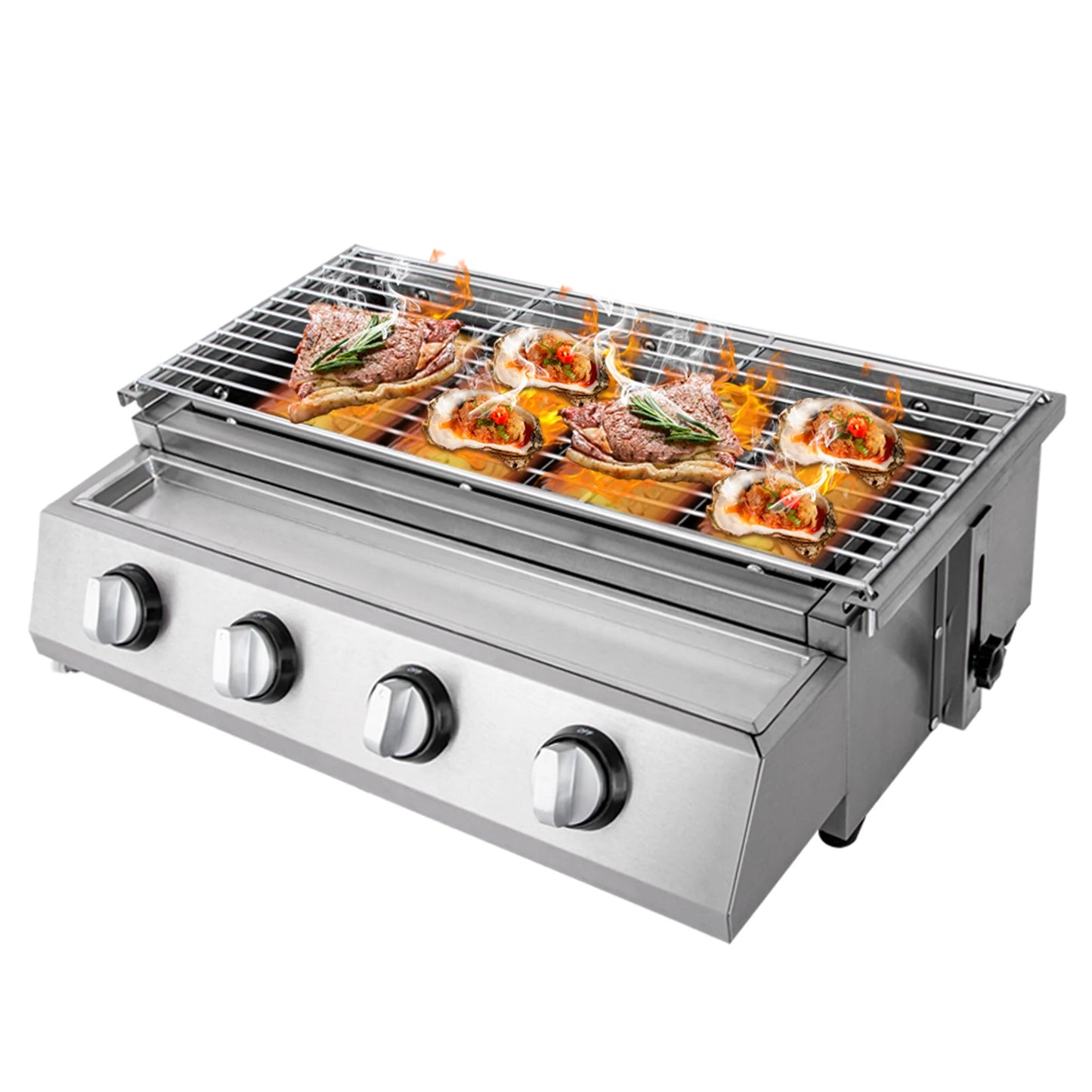 Professional 4 Burner Stainless Steel Portable Gas Grill Smokeless BBQ