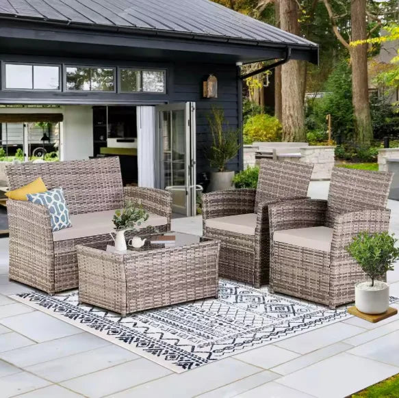 Patio Furniture Set With Cushions Chairs Sofa Tea Table