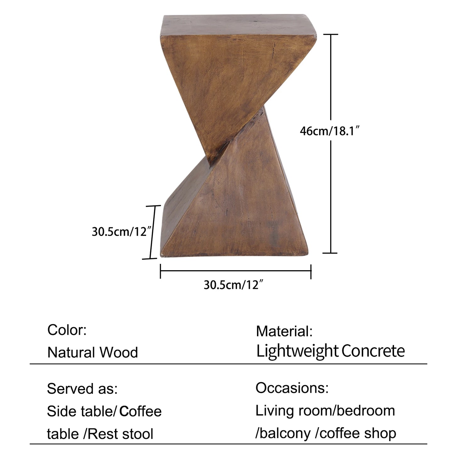 Wisfor Lightweight Concrete Triangle Side Table Indoor Outdoor