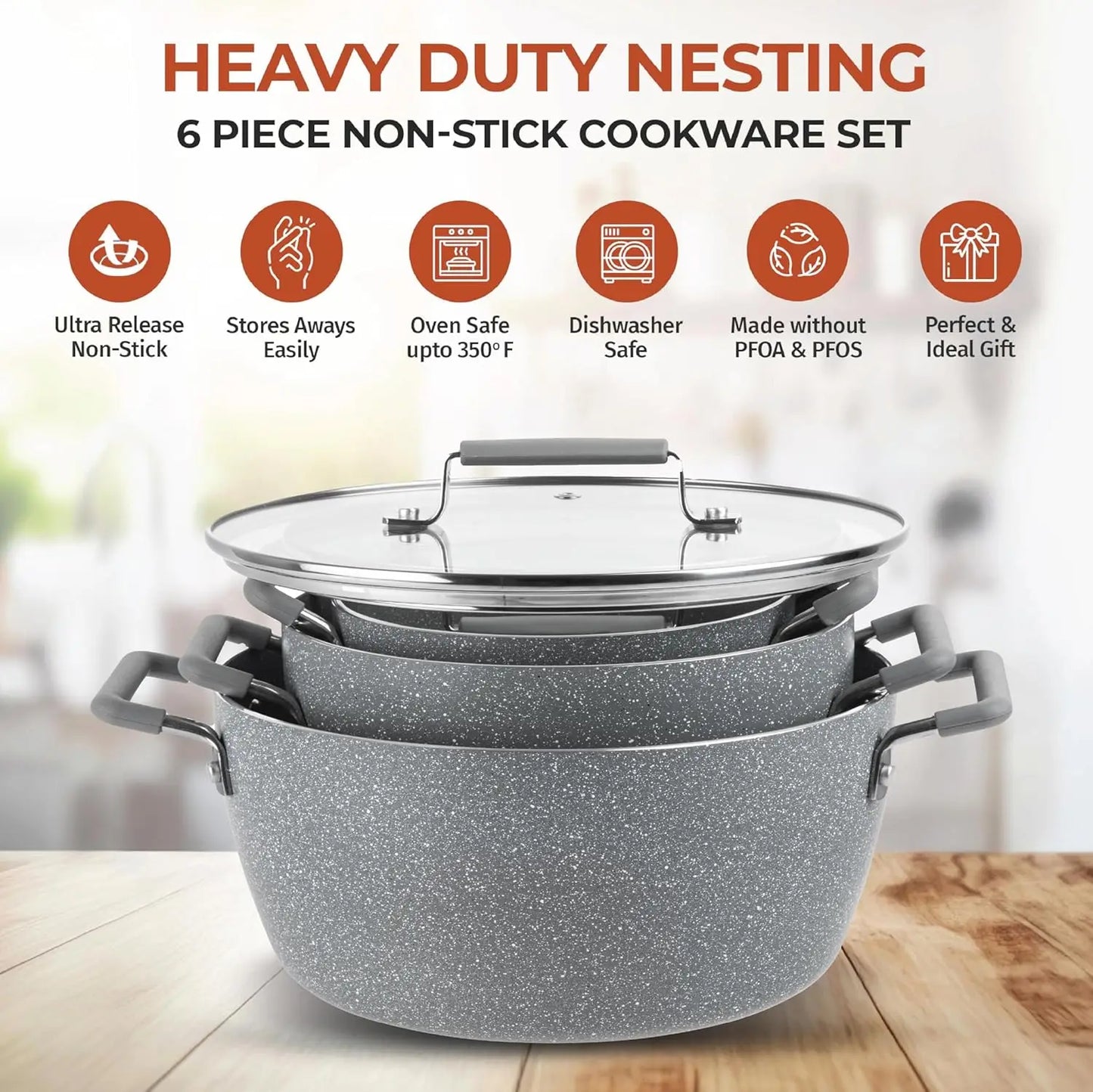 Nonstick Cookware Set With Lids Dishwasher Safe Toxin Free