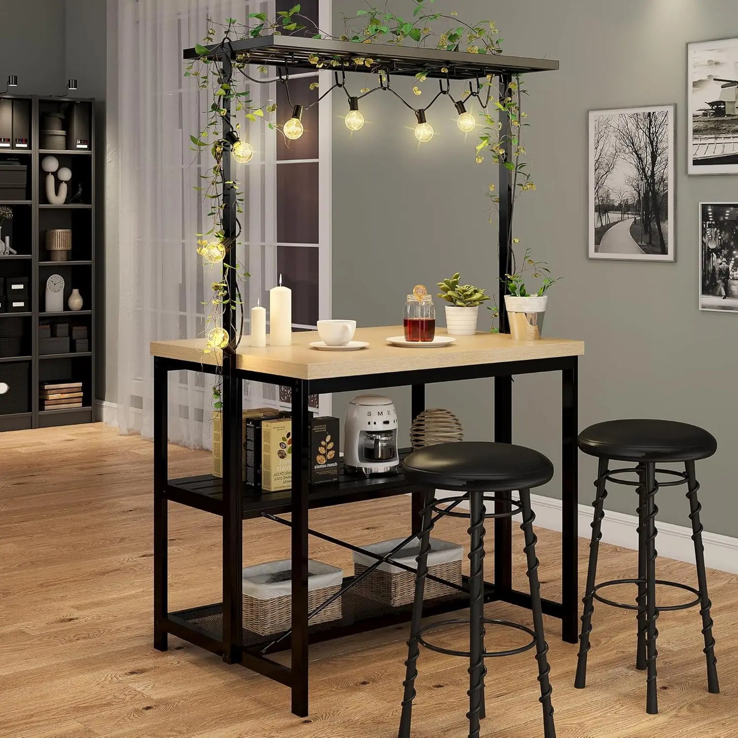 HiMIS Kitchen Island With Storage And Four Power Outlets