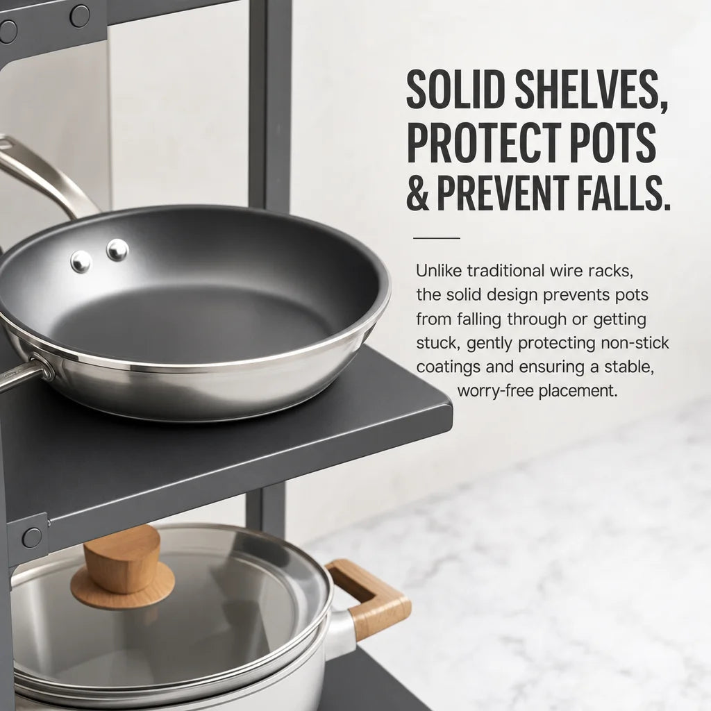 Adjustable Stainless Steel Kitchen Storage Rack Organizer for Pots and Pans