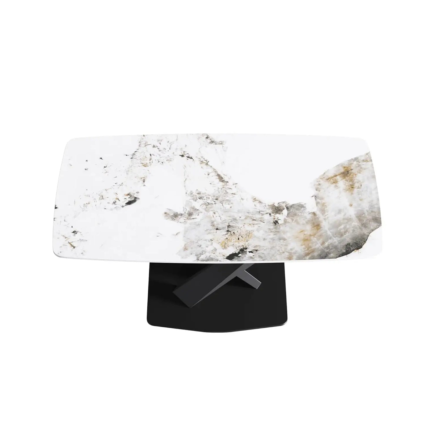 Sintered Stone Dining Table With Marble Top Carbon Steel Base