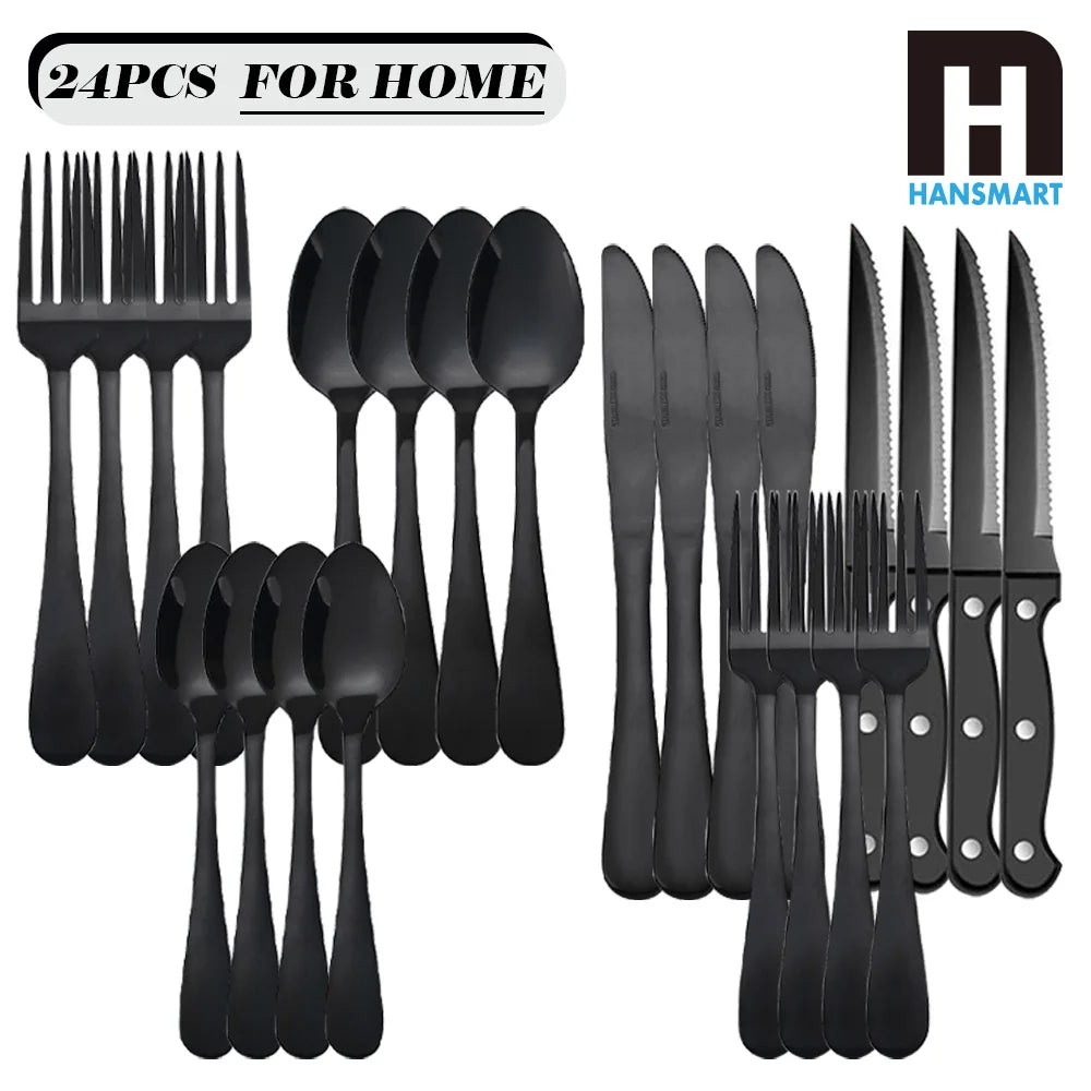 HANSMART Stainless Steel Flatware Set With Steak Knives
