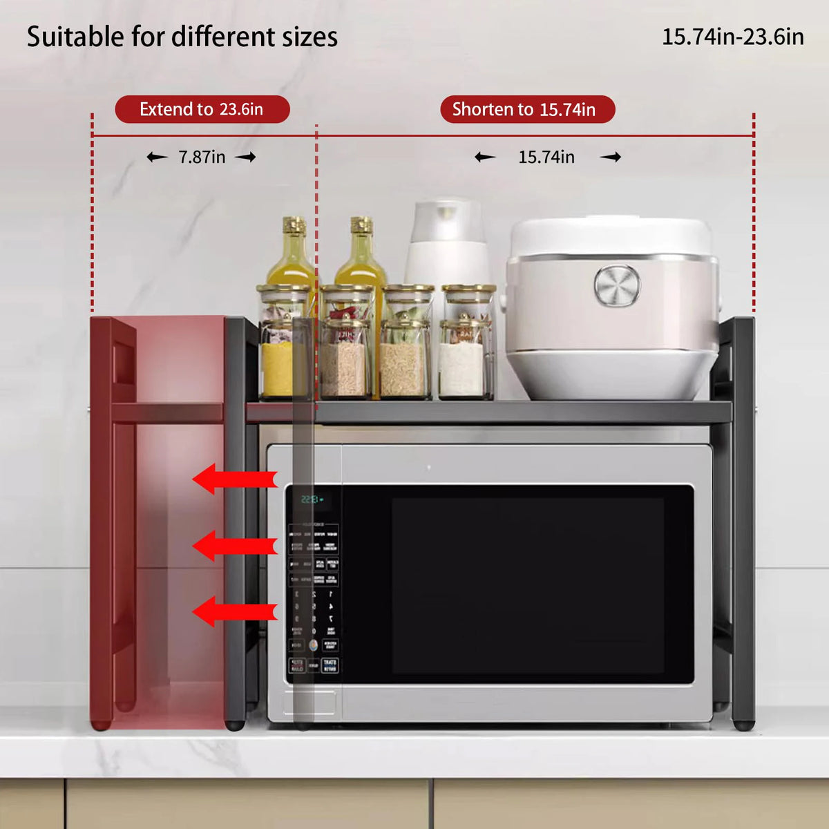 Expandable Microwave Shelf Organizer Rust Resistant Kitchen Storage Rack