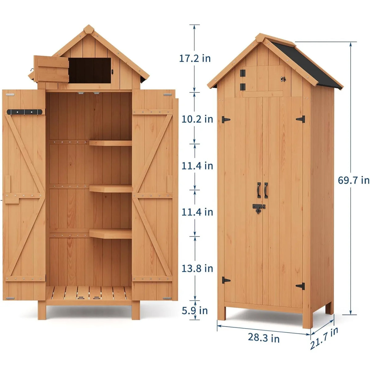 Outdoor Wooden Garden Storage Cabinet With Lockable Door